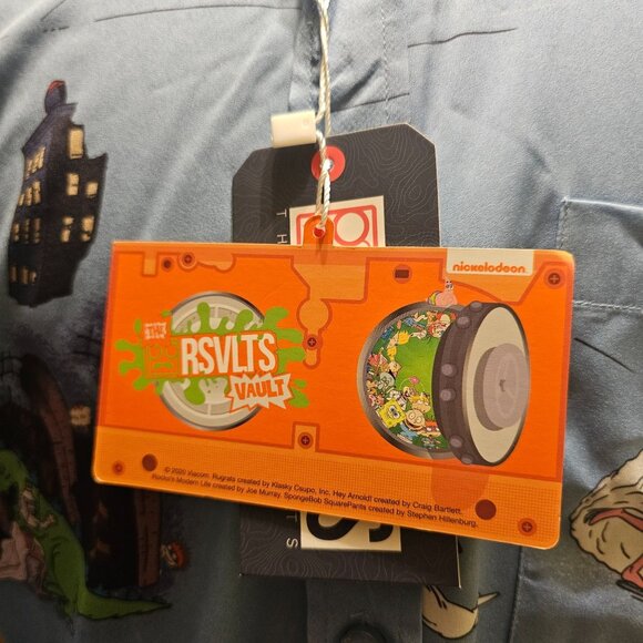 RSVLTS Nickelodeon Rugrats Reptar on Ice Short Sleeve Shirt Blue L~ New w Tags - Picture 8 of 11